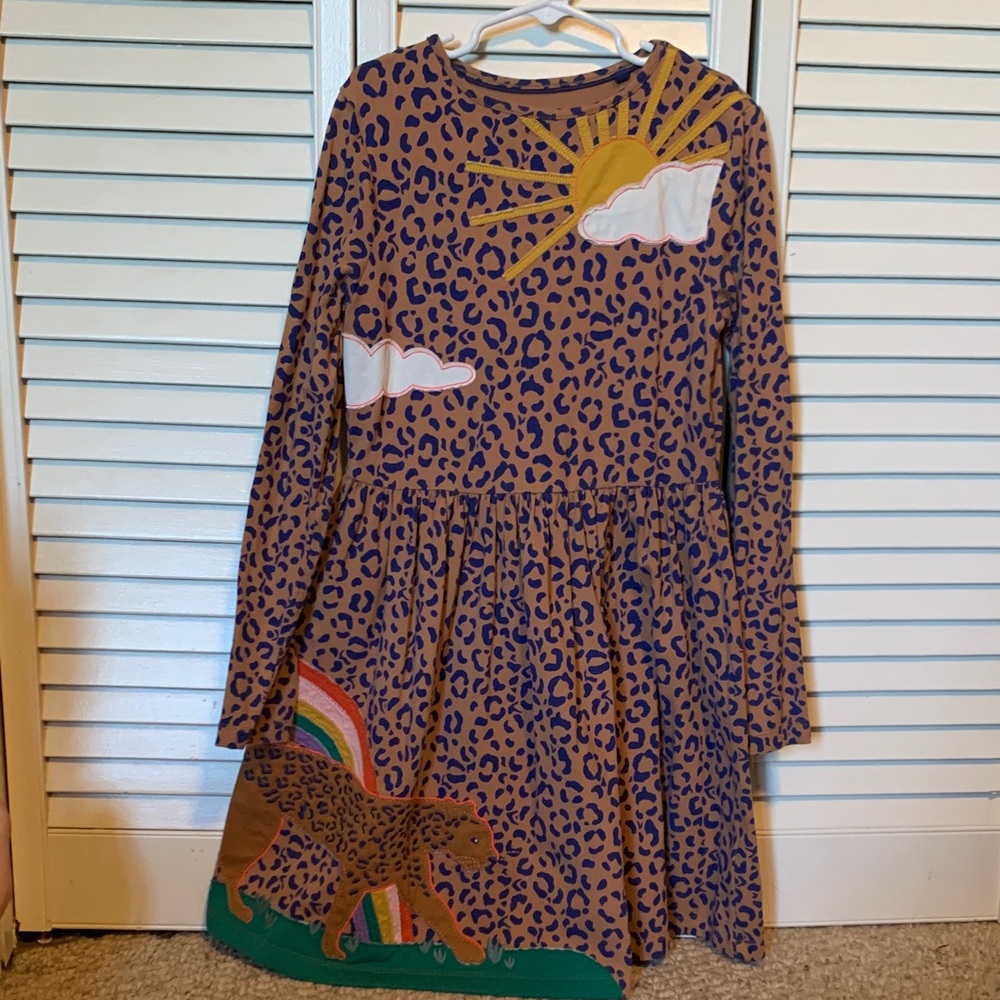 Mini Boden Blue and Brown Leopard Print Dress